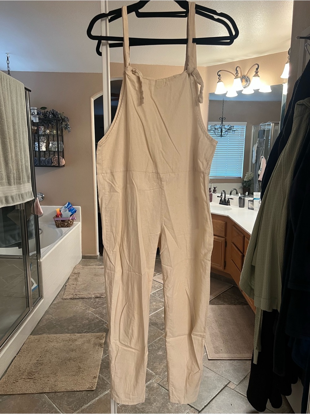 Women's Cream Cotton Utility Jumpsuit